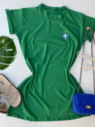 Vestido Camisetão Curto com Estampa Verde Fernanda Ramos Store