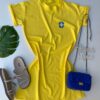 Vestido Camisetão Curto com Estampa Amarelo Fernanda Ramos Store