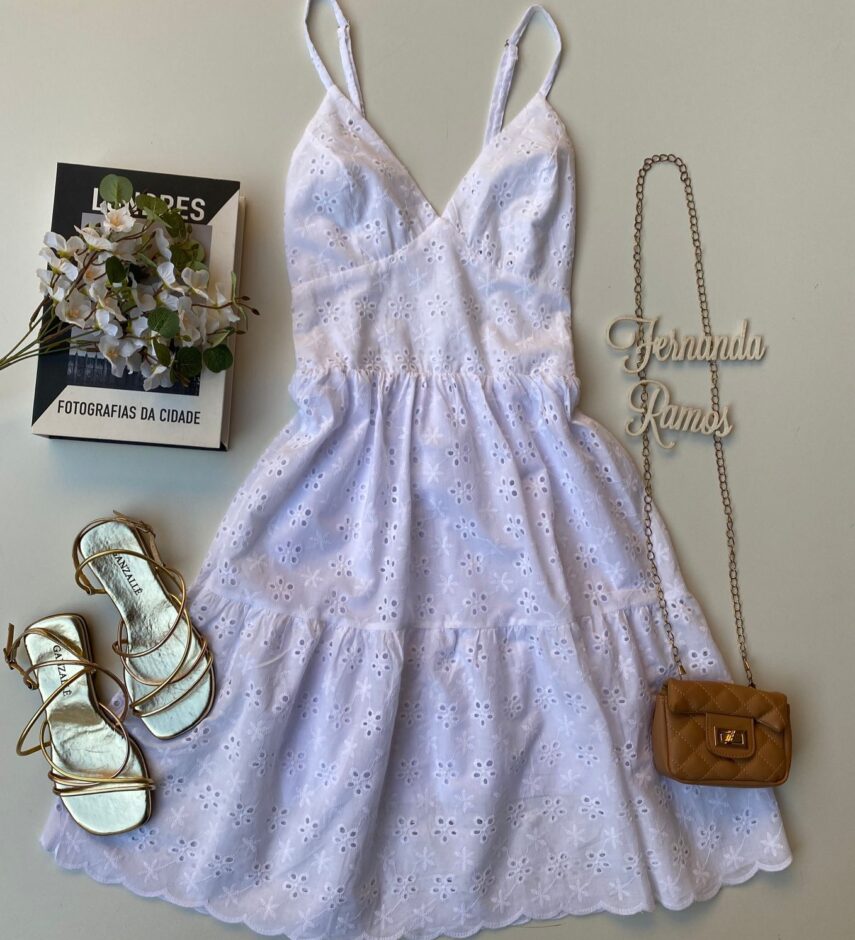 Vestido Curto Alcinha sem Bojo Laise Branco - Fernanda Ramos Store