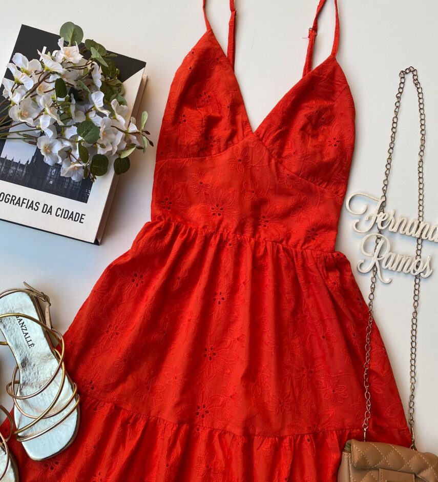Vestido Curto Alcinha sem Bojo Laise Coral - Fernanda Ramos Store