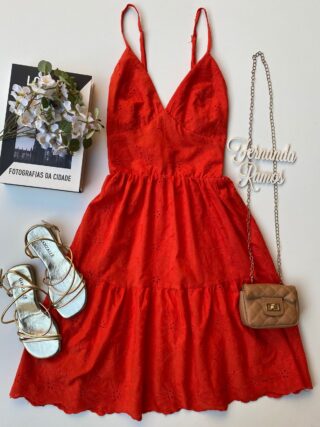 Vestido Curto Alcinha sem Bojo Laise Coral Fernanda Ramos Store