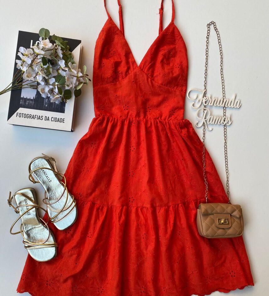 Vestido Curto Alcinha sem Bojo Laise Coral - Fernanda Ramos Store