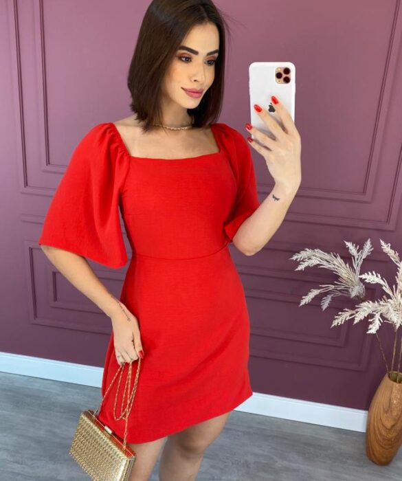 fernandaramosstore com br vestido curto com bojo com amarracao atras vermelho 2