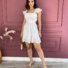 Vestido Curto com Bojo de Laise Branco Abacaxi Fernanda Ramos Store