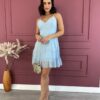 Vestido Curto sem Bojo Pipoquinha Azul Bebe Fernanda Ramos Store