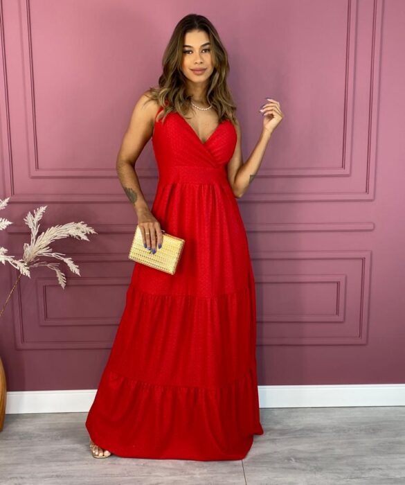 fernandaramosstore com br vestido longo com bojo alca regulavel laise vermelho 2