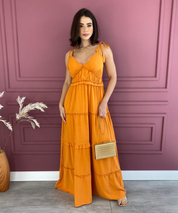 fernandaramosstore com br vestido longo com bojo alcas com amarracao laranja