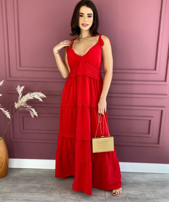 fernandaramosstore com br vestido longo com bojo alcas com amarracao vermelho 2