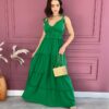 Vestido Longo com Bojo Alças com Amarração Verde Fernanda Ramos Store