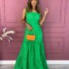 Vestido Longo com Bojo Amarração Alças Laise Verde Fernanda Ramos Store