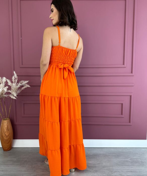 fernandaramosstore com br vestido longo com bojo com detalhe em amarracao laranja 2