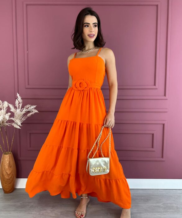 fernandaramosstore com br vestido longo com bojo com detalhe em amarracao laranja