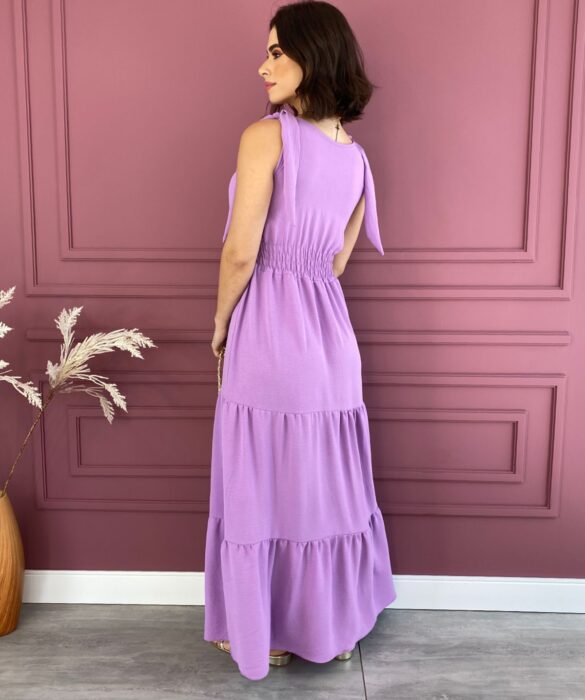 fernandaramosstore com br vestido longo com bojo em camadas amarracao nas alcas lilas 2