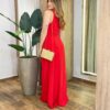 Vestido Longo com Bojo Mula Manca com Fenda Vermelho - Fernanda Ramos Store