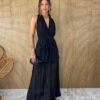 Vestido Longo com Bojo Multiformas Lurex Preto Fernanda Ramos Store