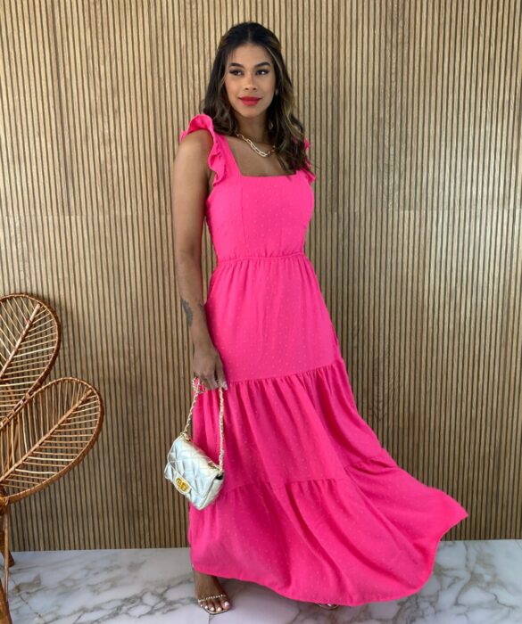 Vestido Longo com Bojo Pipoquinha Pink Fernanda Ramos Store