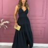 Vestido Longo com Bojo Preto Botões Falsos Fernanda Ramos Store