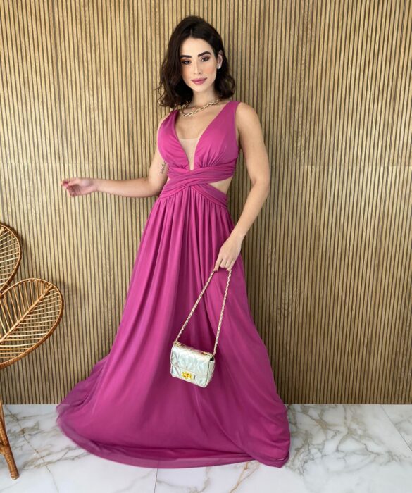 fernandaramosstore com br vestido longo com bojo tule com abertura e amarracao rosa 1