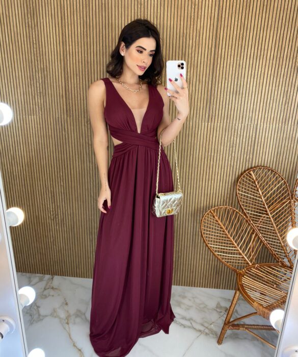 fernandaramosstore com br vestido longo com bojo tule com abertura e amarracao vinho 2