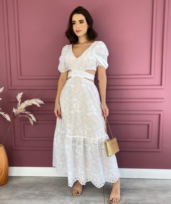 fernandaramosstore com br vestido longo de laise manga curta com amarracao branco 1