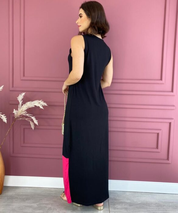 fernandaramosstore com br vestido longo de malha alca grossa preto e pink 2