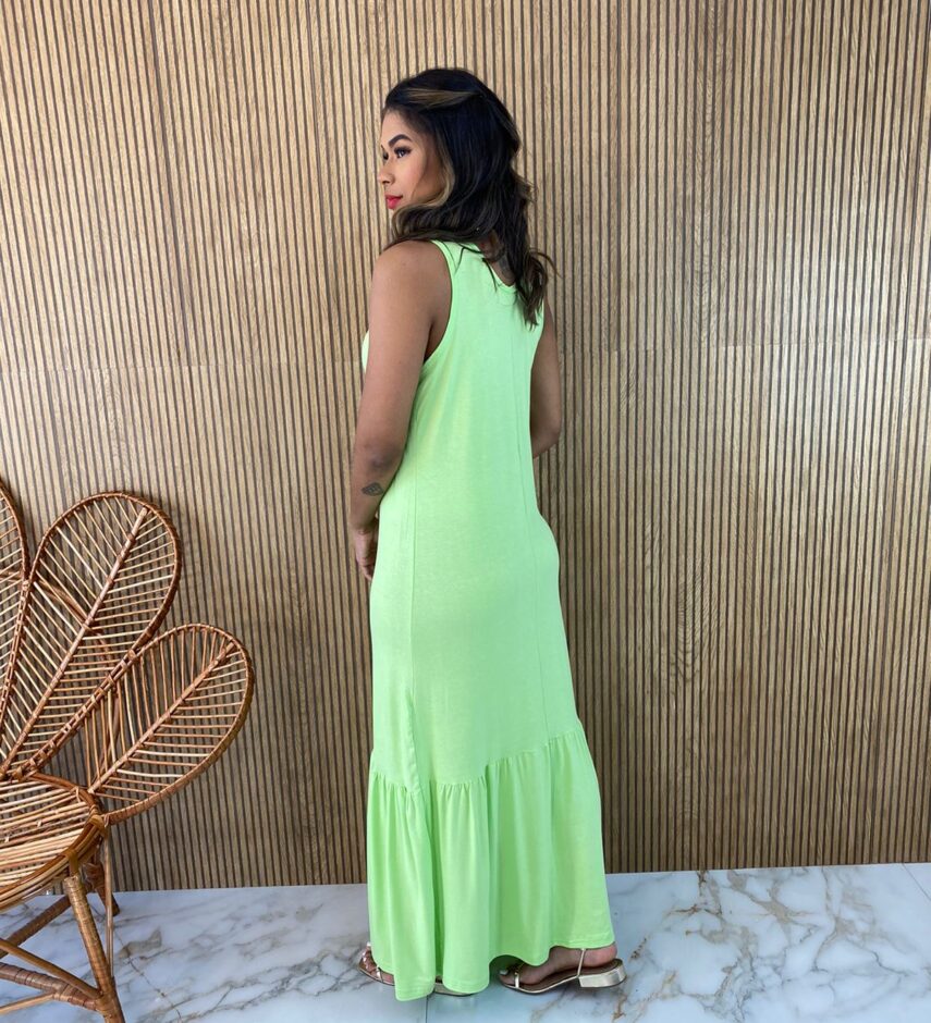 Vestido Longo de Malha Alça Grossa Verde - Fernanda Ramos Store