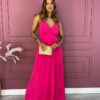 Vestido Longo em Camadas com Bojo e Alça Regulável Pink - Fernanda Ramos Store