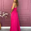 Vestido Longo em Camadas com Bojo e Alça Regulável Pink - Fernanda Ramos Store