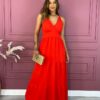 Vestido Longo em Camadas com Bojo e Alça Regulável Vermelho Fernanda Ramos Store