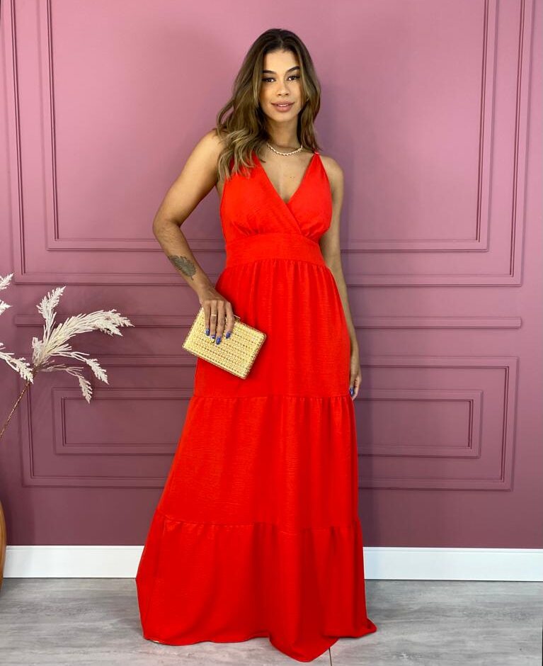 fernandaramosstore com br vestido longo em camadas com bojo e alca regulavel vermelho