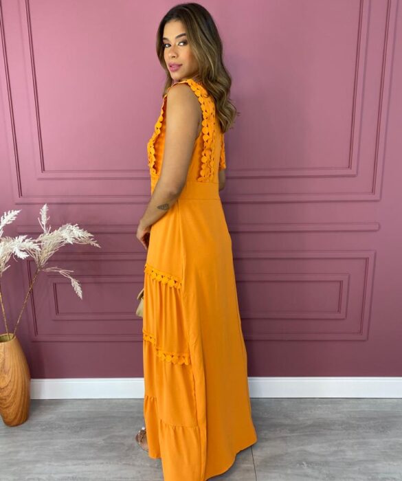 fernandaramosstore com br vestido longo sem bojo com detalhes redondos laranja 3