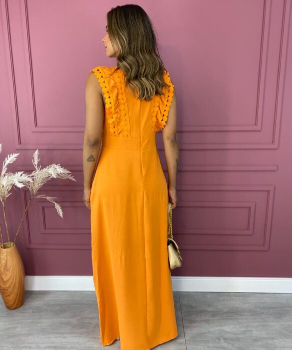 fernandaramosstore com br vestido longo sem bojo com detalhes redondos laranja 4