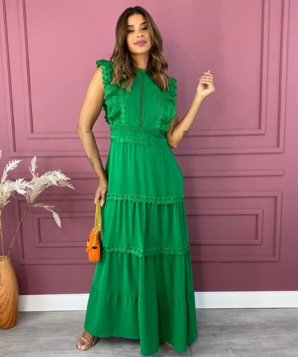 fernandaramosstore com br vestido longo sem bojo com detalhes redondos verde 1