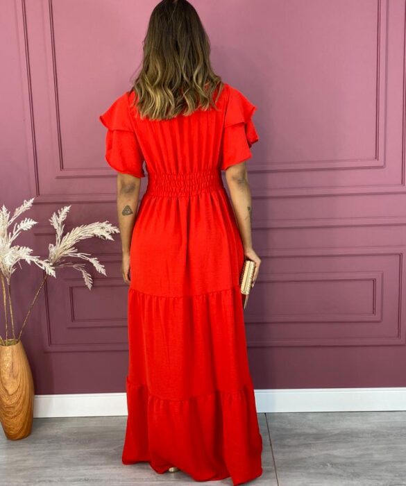 fernandaramosstore com br vestido longo sem bojo decote v manga com babado vermelho 3