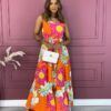 fernandaramosstore com br vestido longo sem bojo floral pink e laranja com amarracao 1