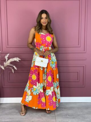 fernandaramosstore com br vestido longo sem bojo floral pink e laranja com amarracao 1