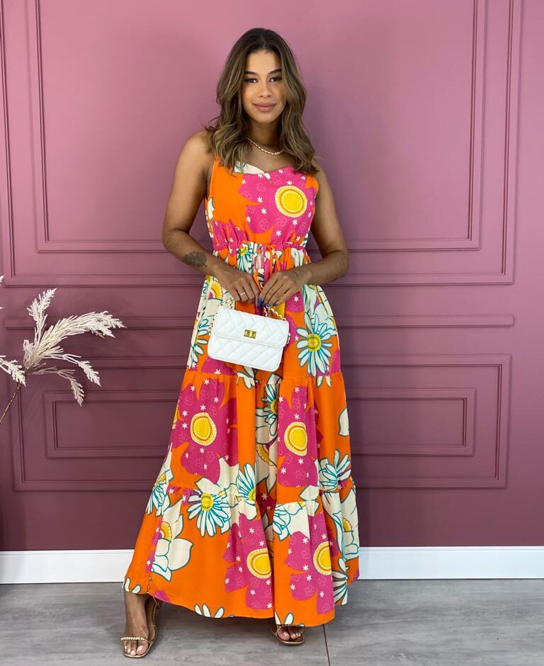 fernandaramosstore com br vestido longo sem bojo floral pink e laranja com amarracao 1