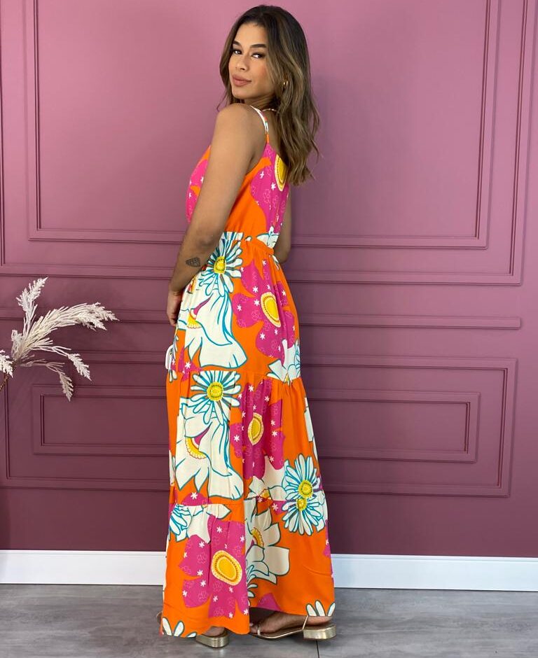 fernandaramosstore com br vestido longo sem bojo floral pink e laranja com amarracao 2