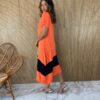 fernandaramosstore com br vestido midi de malha sem bojo manga curta laranja e preto 2