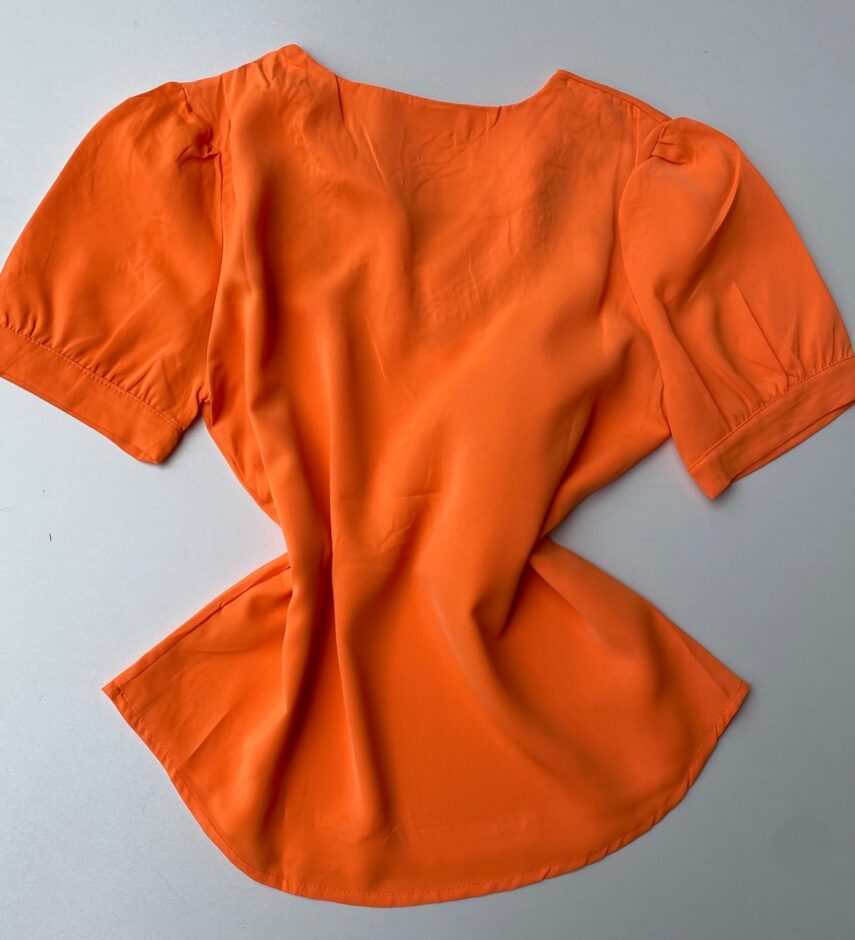 Blusa Manga Curta Feminina Borboletas Laranja - Fernanda Ramos Store