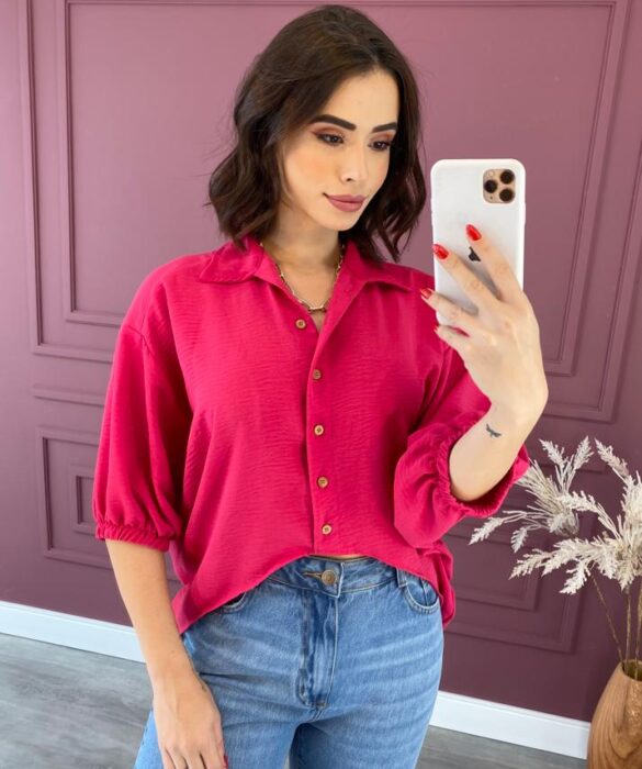 Camisa Feminina Cropped Over Pink Fernanda Ramos Store