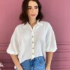 Camisa Feminina Cropped Over Branca Fernanda Ramos Store