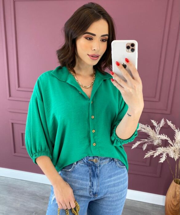 camisa feminina cropped over verde bandeira fernanda ramos store