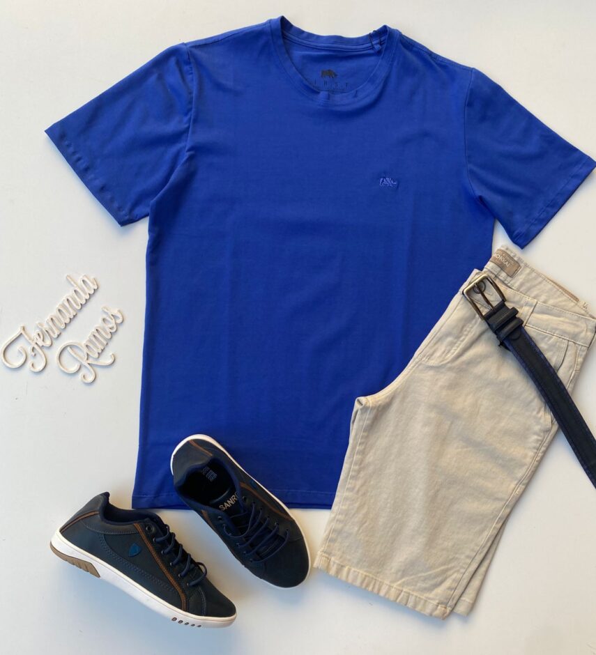Camiseta Masculina Basic Azul Royal - Fernanda Ramos Store