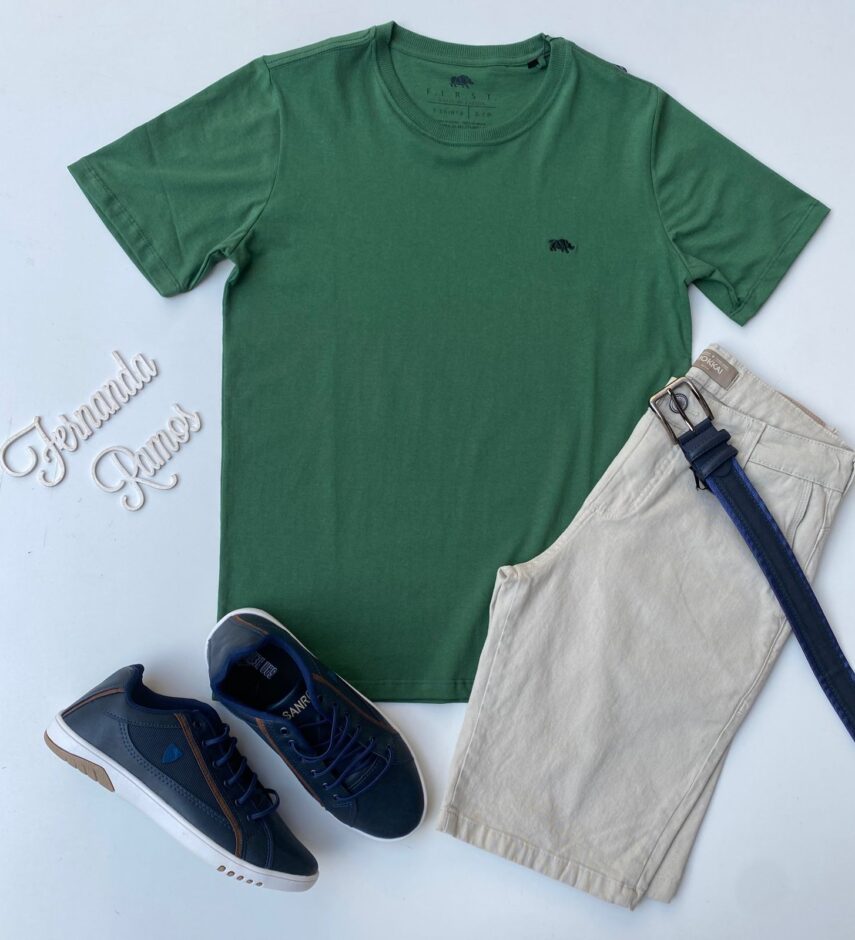 Camiseta Masculina Basic Verde Musgo Fernanda Ramos Store