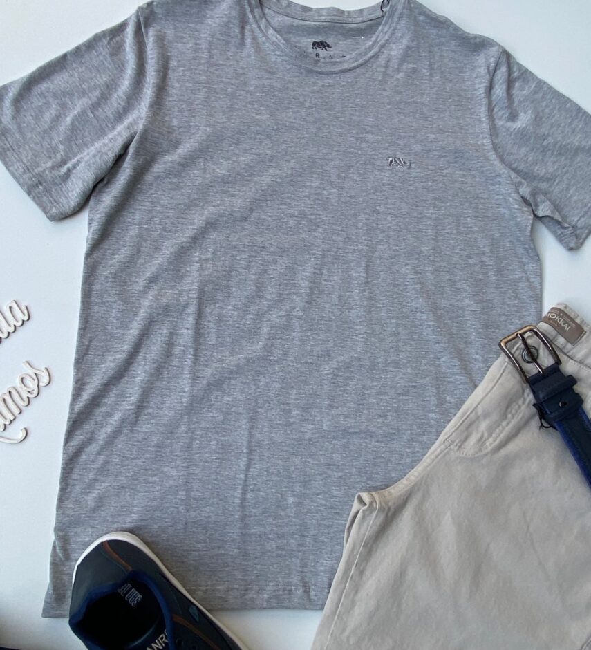 Camiseta Masculina Basic Cinza Mescla - Fernanda Ramos Store