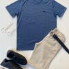 Camiseta Masculina Basic Azul Mesclado Fernanda Ramos Store