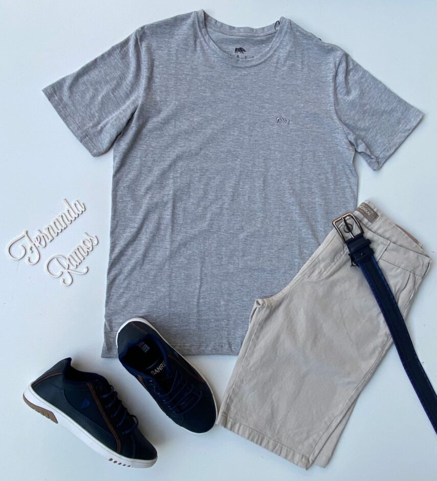 Camiseta Masculina Basic Cinza Mescla - Fernanda Ramos Store