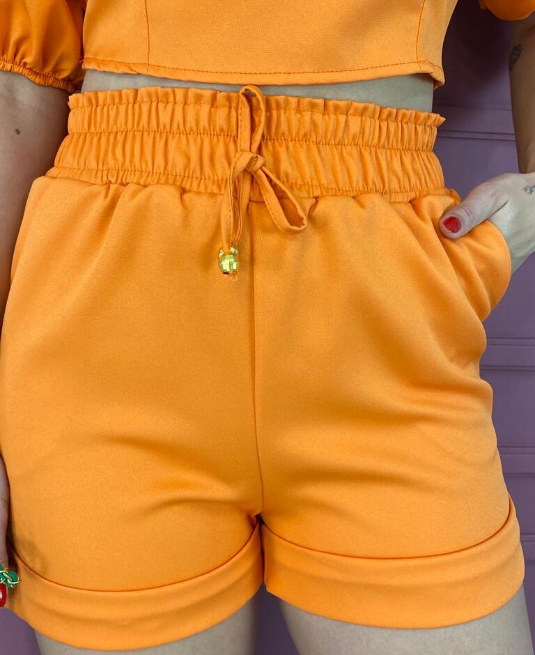 fernandaramosstore com br conjunto feminino cropped sem bojo short com bolsos laranja 3