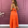 Conjunto Feminino Duna Cropped e Saia Longa Laranja - Fernanda Ramos Store